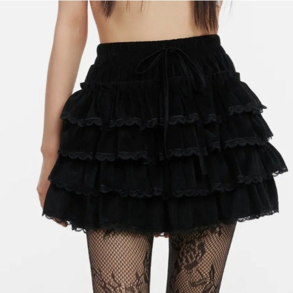 K-fashion Ruffle Lace Skirt
